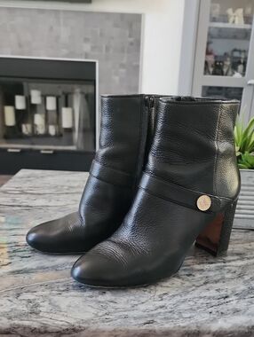 Kate Spade Womens Tilda Black Mini Pebble Leather Block Heel Ankle Booties 8B